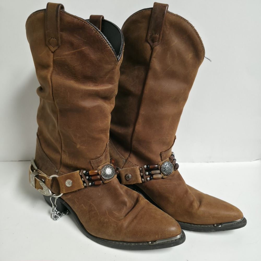 Dingo Womens Cowgirl Boots Womens Shoes Size 6 M Brown Western Harness